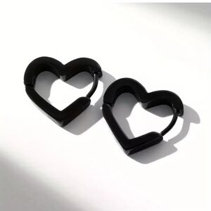 Black Heart-Shaped Hoop Earrings